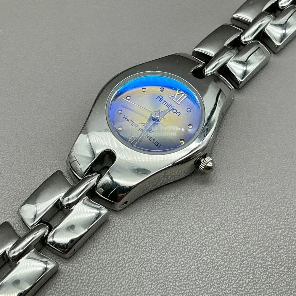 Armitron Watch Women's 75/2453T Silver Tone Iridescent Dial 22mm NEW BATTERY